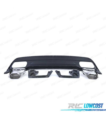 DIFUSOR MERCEDES CLASE A W176 12-15 AMG + COLAS DE ESCAPE CROMADO LOOK A45
