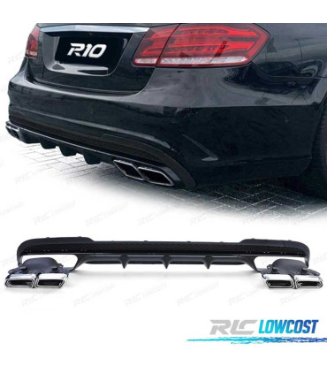 DIFUSOR MERCEDES CLASE E W212 SEDAN 13-16 LOOK AMG + COLAS ESCAPE CROMADO
