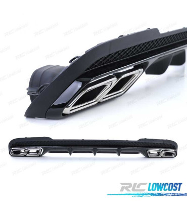 DIFUSOR MERCEDES CLASE E W212 SEDAN 13-16 LOOK AMG E63 + COLAS ESCAPE CROMADO