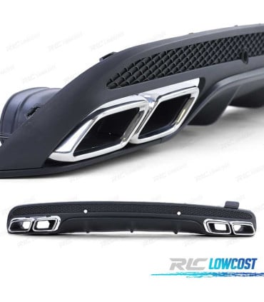 DIFUSOR MERCEDES CLASE C W205 SEDÁN 14-18 LOOK AMG C63 NEGRO MATE + COLAS ESCAPE