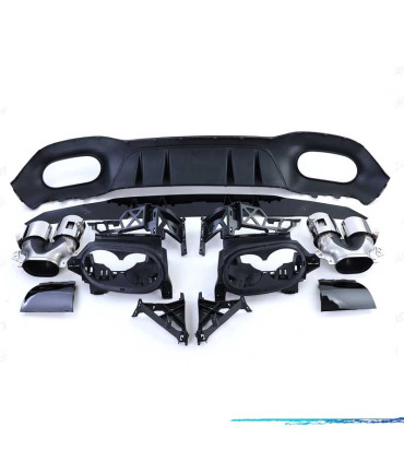 DIFUSOR MERCEDES CLASE A W177 18- LOOK AMG A45 NEGRO BRILLO + COLAS ESCAPE