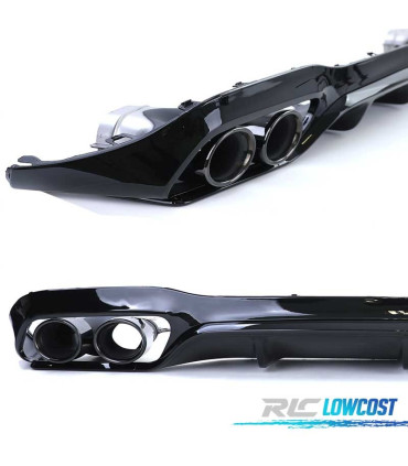 DIFUSOR MERCEDES CLASE E W213 SEDAN 16-19 LOOK AMG E53 NEGRO BRILLO + COLAS ESCAPE