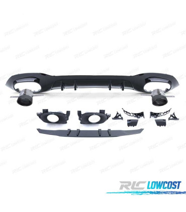 DIFUSOR MERCEDES CLASE A W177 18- LOOK AMG NEGRO BRILLO + COLAS ESCAPE