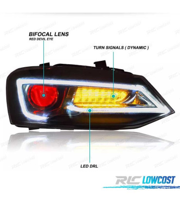FAROS VOLKSWAGEN VW POLO 6R 09-17 LED LIGHT BAR DEVIL EYES