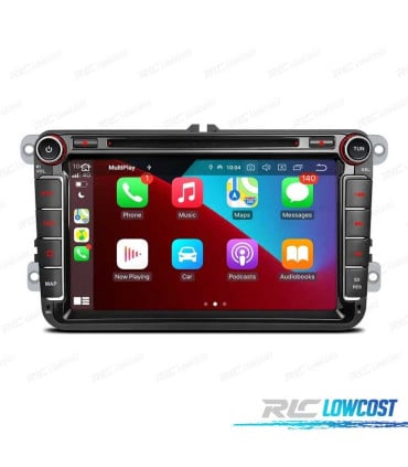 RADIO GPS ANDROID 11 PARA VOLKSWAGEN VW SEAT SKODA CARPLAY FULL RCA LCD TACTIL