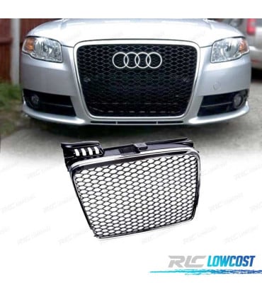 PARRILLA AUDI A4 B7 04-09 LOOK RS CROMO NEGRO
