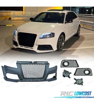 PARAGOLPES DELANTERO AUDI A3 8P 08-12 LOOK RS3 PDC + FAROS ANTINIEBLA