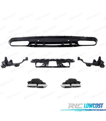 DIFUSOR MERCEDES CLASE C C205 COUPE AMG 14-18 LOOK C63 NEGRO BRILLO PDC + COLAS ESCAPE