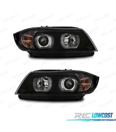 FAROS BMW E90 E91 05-08 XENON OJOS ANGEL U LED 3D NEGRO