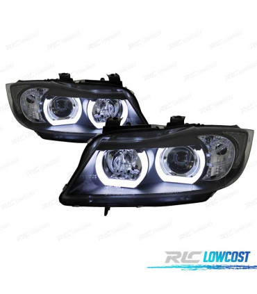 FAROS BMW E90 E91 05-08 XENON OJOS ANGEL U LED 3D NEGRO
