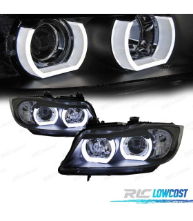 FAROS BMW E90 E91 05-08 XENON OJOS ANGEL U LED 3D NEGRO