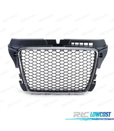 PARRILLA AUDI A3 8P 08-12 LOOK RS3 NEGRO CROMO