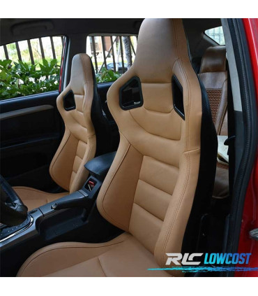 ASIENTO DEPORTIVO SEMI BAQUET ESTILO RS CUERO BEIGE