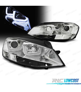 FAROS PARA VOLKSWAGEN VW GOLF 7 12-17 LUZ DIURNA FONDO CROMO