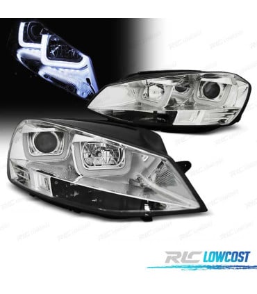 FAROS PARA VOLKSWAGEN VW GOLF 7 12-17 LUZ DIURNA FONDO CROMO