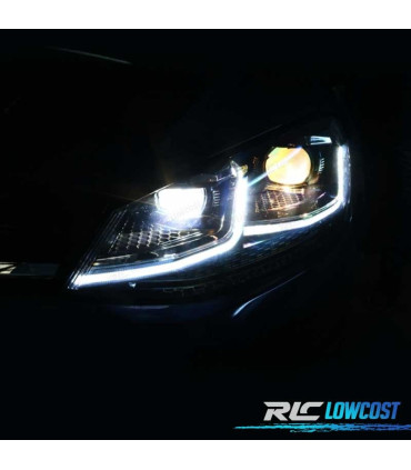 FAROS VOLKSWAGEN VW GOLF 7 12-17 DRL DINAMICOS NEGROS LOOK 7.5 R LINE