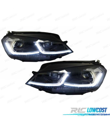 FAROS VOLKSWAGEN VW GOLF 7 12-17 DRL DINAMICOS NEGROS LOOK 7.5 R LINE