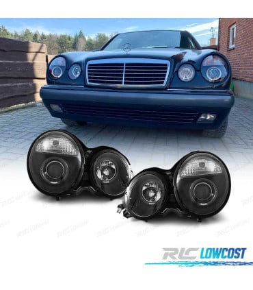 FAROS MERCEDES CLASE E W210 95-99 OJOS ANGEL FONDO NEGRO