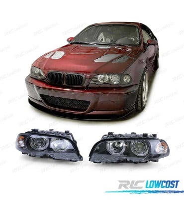 FAROS BMW E46 COUPE 99-03 OJOS ANGEL FONDO NEGRO