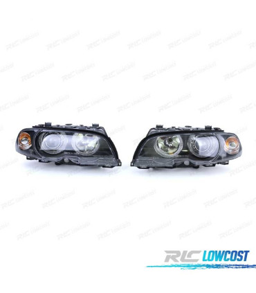 FAROS BMW E46 COUPE 99-03 OJOS ANGEL FONDO NEGRO