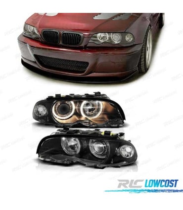 FAROS BMW E46 COUPE 99-03 OJOS ANGEL FONDO NEGRO