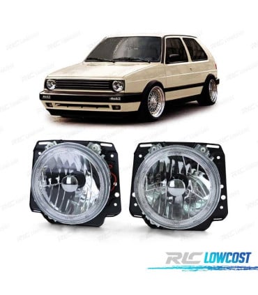 FAROS VOLKSWAGEN VW GOLF MK2 83-91 OJOS ANGEL FONDO CROMO H4