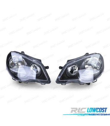FAROS PARA VOLKSWAGEN VW POLO 9N3 05-09 FONDO NEGRO