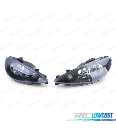 FAROS PEUGEOT 206 98-06 FONDO NEGRO H4 OEM