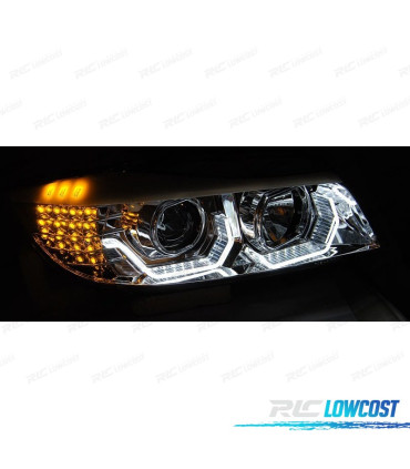 FAROS BMW E90 E91 05-08 OJOS ANGEL 3D FONDO NEGRO INTERMITENTE LED
