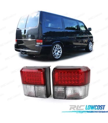 PILOTOS VOLKSWAGEN VW T4 TRANSPORTER CARAVELLE 90-03 LED ROJO CROMO