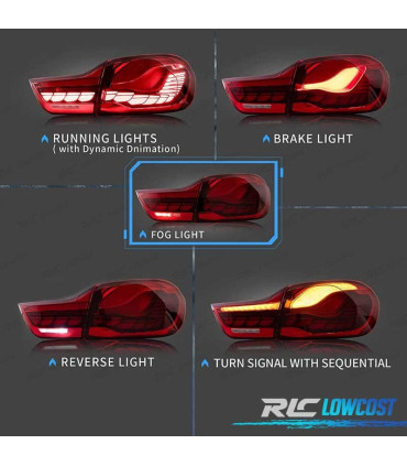 PILOTOS FULL LED BMW F32 F33 F36 LIGHT BAR OLED FONDO ROJO 13-18