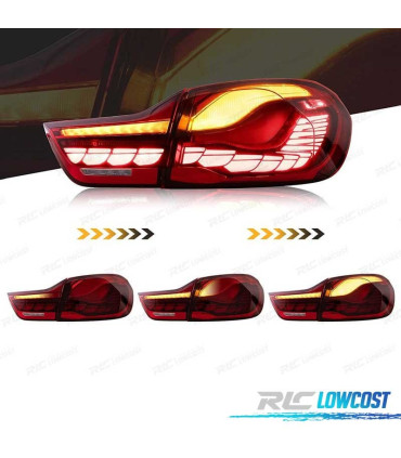 PILOTOS FULL LED BMW F32 F33 F36 LIGHT BAR OLED FONDO ROJO 13-18