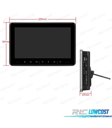 PANTALLA REPOSACABEZAS 9" PULGADAS DVD SD USB HDMI AV IN OUT JUEGOS 32 BITS