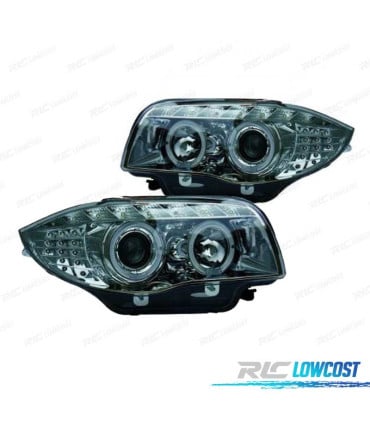 FAROS BMW E81 E87 E82 E88 OJOS ANGEL LUZ DIURNA FONDO CROMO