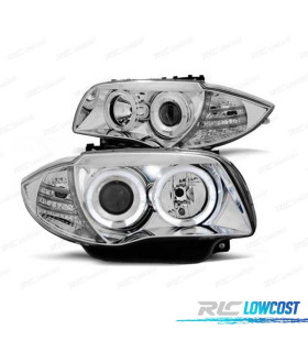 FAROS BMW E81 E87 E82 E88 OJOS ANGEL CCFL FONDO CROMO