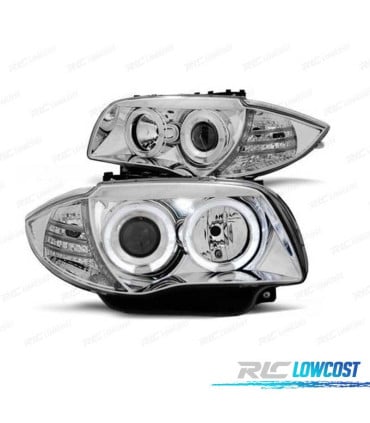 FAROS BMW E81 E87 E82 E88 OJOS ANGEL CCFL FONDO CROMO