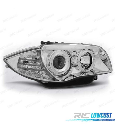 FAROS BMW E81 E87 E82 E88 OJOS ANGEL CCFL FONDO CROMO