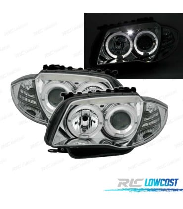 FAROS BMW E81 E87 E82 E88 OJOS ANGEL FONDO CROMO