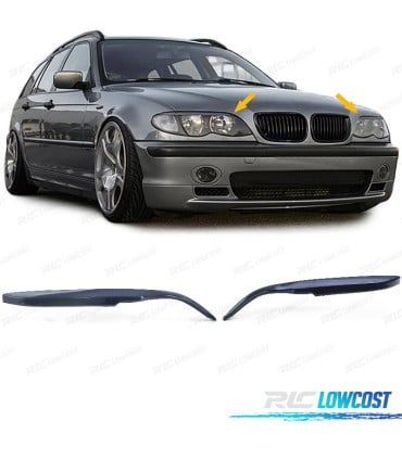 PESTAÑAS DE FAROS BMW E46 SEDAN TOURING 01- NEGRO