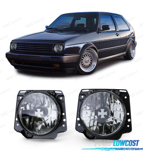 FAROS VOLKSWAGEN VW GOLF 2 83-91 IRON CROSS NEGRO AHUMADO
