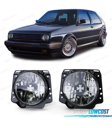 FAROS VOLKSWAGEN VW GOLF 2 83-91 IRON CROSS NEGRO AHUMADO
