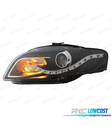 FAROS AUDI A4 B7 LUZ DIURNA LED FONDO NEGRO 04-07