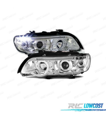 FAROS BMW X5 E53 99-03 OJOS ANGEL FONDO CROMO