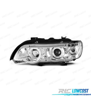 FAROS BMW X5 E53 99-03 OJOS ANGEL FONDO CROMO