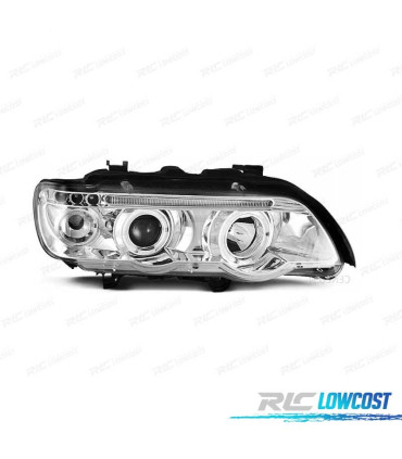 FAROS BMW X5 E53 99-03 OJOS ANGEL FONDO CROMO