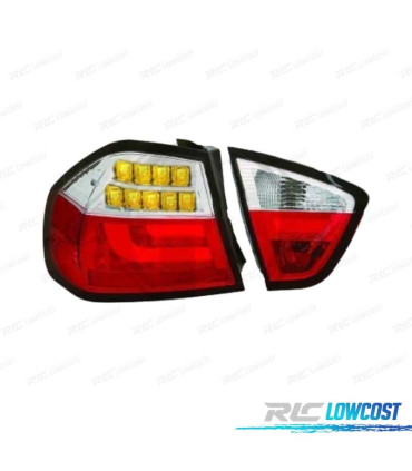 PILOTOS BMW E90 05-08 LED ROJO CROMO