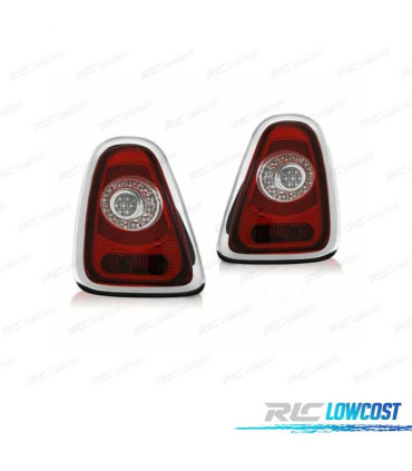PILOTOS MINI COOPER R56 R57 10-14 LIGHT BAR ROJO CROMO