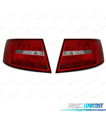 PILOTOS AUDI A6 4F 04-08 LED ROJO CROMO