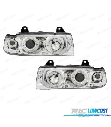 FAROS PARA BMW SERIE 3 E36 COUPE CABRIO 90-99 OJOS ANGEL FONDO CROMO