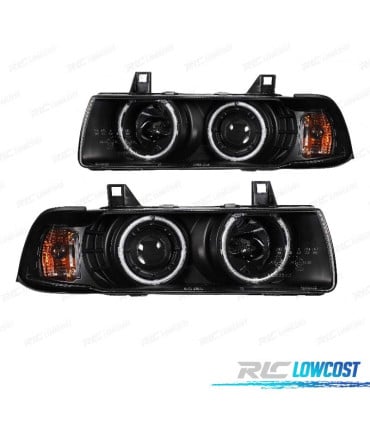 FAROS PARA BMW SERIE 3 E36 COUPE CABRIO 90-99 OJOS ANGEL CCFL FONDO NEGRO
